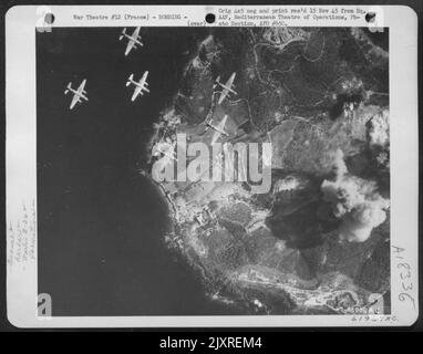 Bombing Of Enemy Coastal Installations By Martin B-26 'Marauders' Of The 12Th Air Force, Somewhere In France. Stock Photo