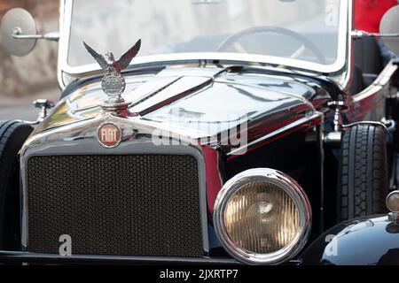 Vintage Cars, Fiat 521 Torpedo, Close up of the Hood Ornament Stock Photo