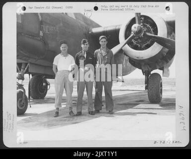 Crew Members Of The 645Th Bomb Squadron, 410Th Bomb Group Pose Beside The Douglas A-20 'The Duchess' At A 9Th Air Force Base In France. 8 May 1945. Stock Photo