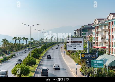 Alanya, Turkey - September, 2022: Road along the sea from Gazipasa airport to Alanya, Turkey. Stock Photo