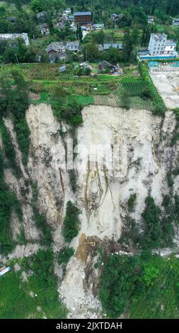 An aerial photo shows an area around the site where Takashi Tachibana ...