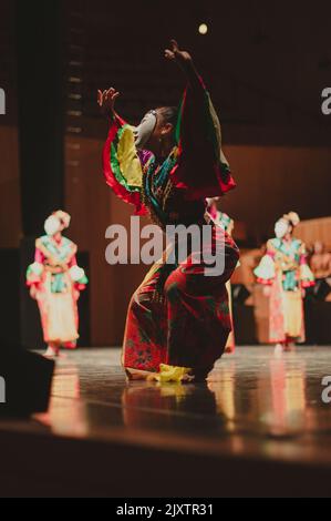 Krida Budaya dance formation from Indonesia at Eifolk, XXXI International Meeting of Folklore City of Zaragoza, Spain Stock Photo