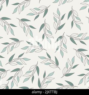 Ornate trendy ditsy floral seamless pattern design. Abstract branches of leaves. Foliage repeat texture background for printing Stock Vector