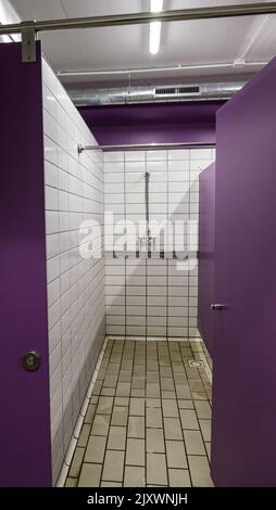 Interior detail of changing rooms in a swimming pool Stock Photo