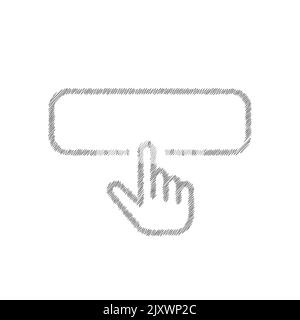 Push button grey sketch vector icon. Cursor pointer symbol, logo illustration Stock Vector
