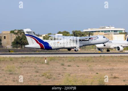Swiftair ATR ATR-72-202(F) (REG: EC-KJA) departing as flight WT7275 to Marseille, France. Stock Photo