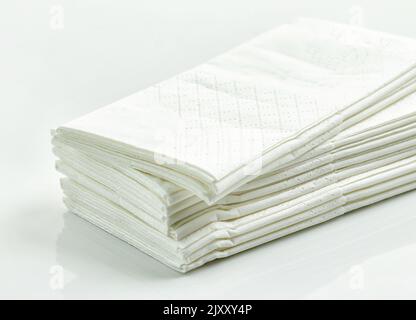 stack of white paper handkerchiefs close up, selective focus Stock Photo