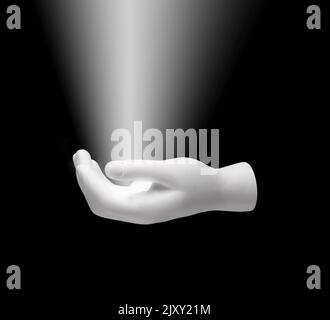 Light beams coming from hand Stock Photo