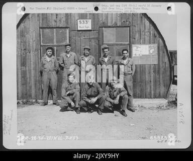 Ground Crew Of The 381St Bomb Group In Front Of A Boeing B-17 "Flying ...