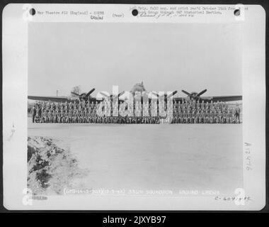 Ground Crews Of The 359Th Bomb Squadron, 303Rd Bomb Group, In Front Of A Boeing B-17 Flying Fortress. England, 13 March 1943. Stock Photo