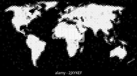 Dotted World map of hexagonal dots on white background Stock Photo - Alamy