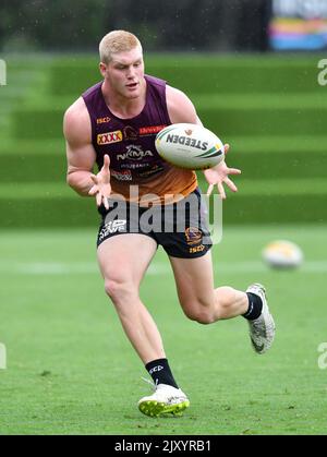 Thomas Flegler in action during Brisbane Broncos training at Clive ...