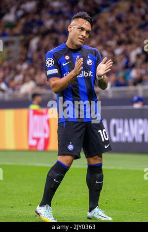 Milan, Italy - september 7 2022 - Inter- Bayern Munchen champions league - martinez lautaro f.c. internazionale Credit: Christian Santi/Alamy Live News Stock Photo