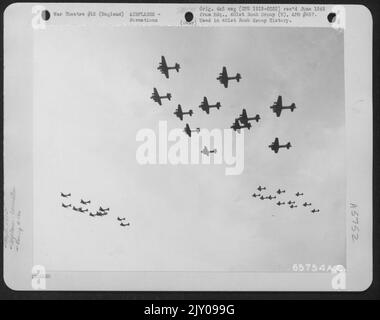 A Large Formation Of 401St Bomb Group Boeing B-17 'Flying Fortresses'Heads For Home Base In England After Bombing Enemy Installations At Dresden, Germany On 23 April 1945. Stock Photo