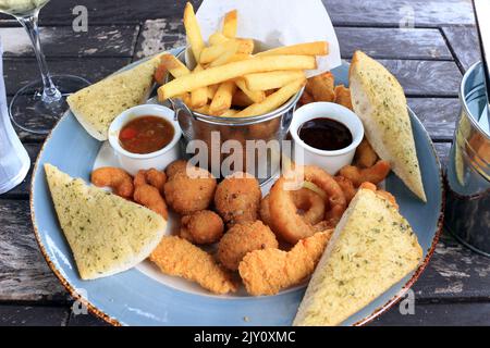 Pub food, platter for sharing Stock Photo