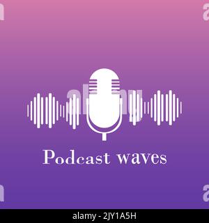 Microphone icon, podcast waves. Trendy abstract design, template. Vector illustration for Podcast Day, Radio Day. Stock Vector