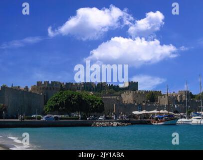 The island of Rhodes ln Greece, with its crystal clear sea and its archaeological sites is one of the most important European tourist destinations Stock Photo