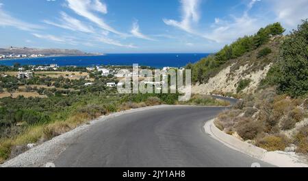 The island of Rhodes ln Greece, with its crystal clear sea and its archaeological sites is one of the most important European tourist destinations Stock Photo