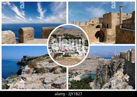 The island of Rhodes ln Greece, with its crystal clear sea and its archaeological sites is one of the most important European tourist destinations Stock Photo