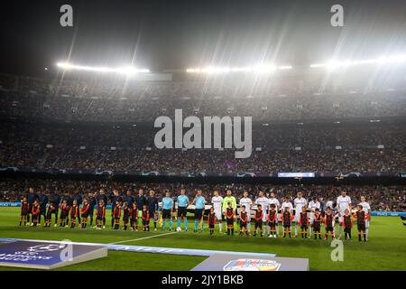 Barcelona, Spain. 07th Sep, 2022. Players pose during the UEFA Champions League match between FC Barcelona and Viktoria Plzen at Camp Nou in Barcelona, Spain. Credit: DAX Images/Alamy Live News Stock Photo