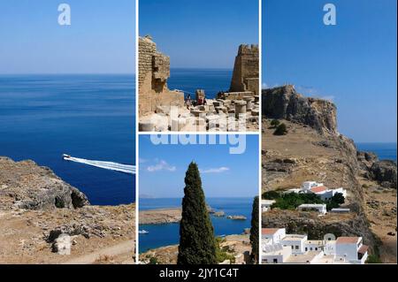 The island of Rhodes ln Greece, with its crystal clear sea and its archaeological sites is one of the most important European tourist destinations Stock Photo