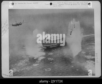 A North American B-25 Bomber Of The 5Th Af Bomber Command Swoops Over ...