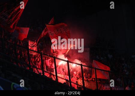 Milan, Italy. 07th Sep, 2022. FC Bayern Munchen supporters during the UEFA Champions League 2022/23 Group Stage - Group C football match between FC Internazionale and FC Bayern Munchen at Giuseppe Meazza Stadium, Milan, Italy on September 07, 2022 Credit: Independent Photo Agency/Alamy Live News Stock Photo