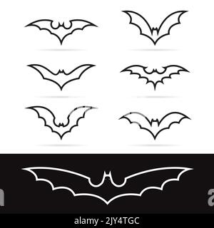 Vector Set Of Halloween Bats Silhouettes Illustration Isolated On White ...