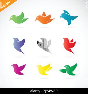 Vector group of colorful bird on white background. Easy editable layered vector illustration. Wild Animals. Stock Vector