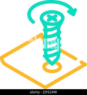 tighten screw screwdriver assembly furniture color icon vector illustration Stock Vector