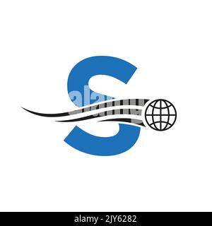 Letter S Global Logo Combined With Global Icon, Earth Sign For Business and Technology Identity Template Stock Vector