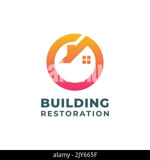 Building Restoration Logo Template Design. Home recovery logo vector Stock Vector