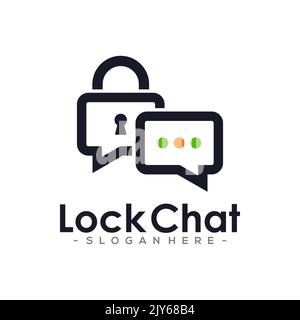 Lock Chat Logo Template Design. Chat Security vector illustration. Stock Vector