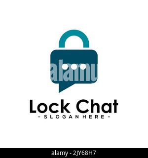 Lock Chat Logo Template Design. Chat Security vector illustration. Stock Vector