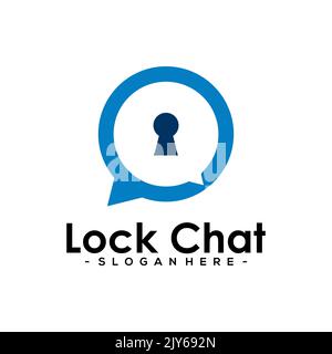 Lock Chat Logo Template Design. Chat Security vector illustration. Stock Vector