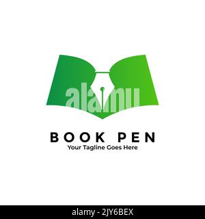 Book Pen logo vector combination. Education logo design concept Stock Vector