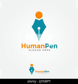 Human pen logo vector combination. Education logo design concept Stock Vector