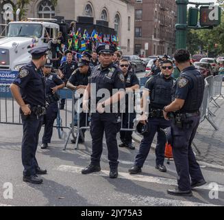 BROOKLYN, N.Y. – September 5, 2022: New York City police officers are seen at the West Indian Day Parade. Stock Photo