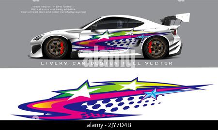 blin dvan decal design vector. Graphic abstract stripe racing background kit designs for wrap vehicle, race car, rally, adventure and livery Stock Vector