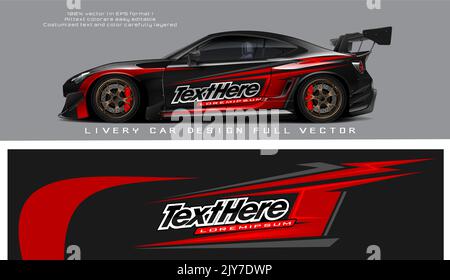 blin dvan decal design vector. Graphic abstract stripe racing background kit designs for wrap vehicle, race car, rally, adventure and livery Stock Vector