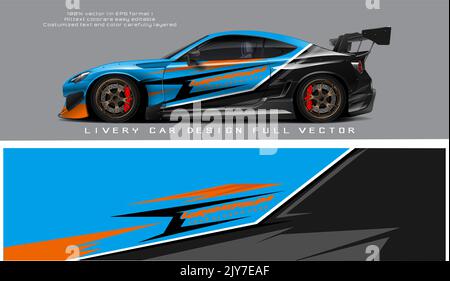 blin dvan decal design vector. Graphic abstract stripe racing background kit designs for wrap vehicle, race car, rally, adventure and livery Stock Vector
