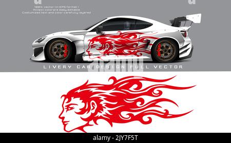 blin dvan decal design vector. Graphic abstract stripe racing background kit designs for wrap vehicle, race car, rally, adventure and livery Stock Vector