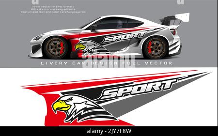 blin dvan decal design vector. Graphic abstract stripe racing background kit designs for wrap vehicle, race car, rally, adventure and livery Stock Vector