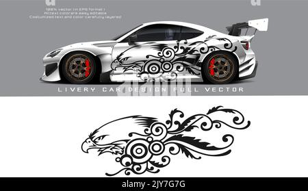 blin dvan decal design vector. Graphic abstract stripe racing background kit designs for wrap vehicle, race car, rally, adventure and livery Stock Vector