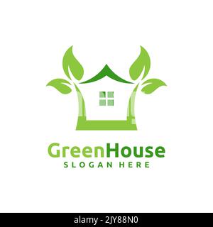 Greenhouse Logo Template Design. Fresh healthy place vector illustration Stock Vector
