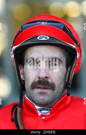 Jockey Rhys McLeod is seen during Sandown Race Day at Ladbrokes Park in ...
