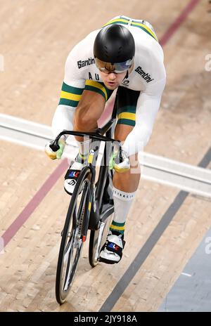 Australia s Matthew Glaetzer competes in the men s Keirin event at