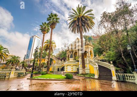 Vintage Cerro Santa Lucia in Downtown Santiago, Chile. Stock Photo