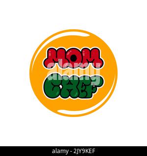Mom chef bubble lettering logo vector. Chef typography, sketch style logo design template. Stock Vector