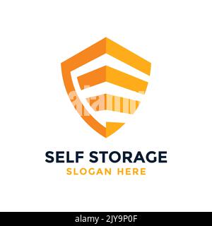 Safe storage garage vector illustration. With combination concept of garage and shield shape. Stock Vector